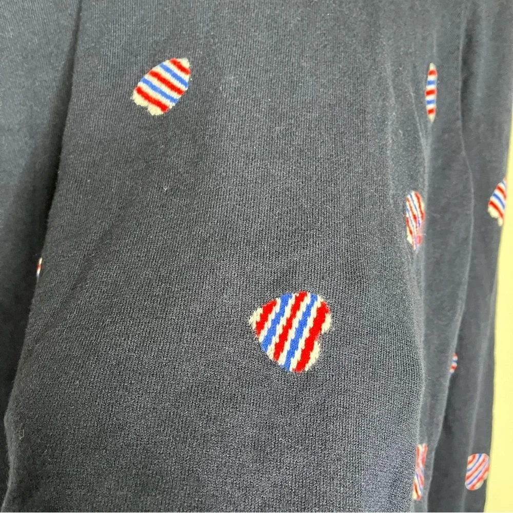 Talbots Plus Petite Navy Knit Pullover Sweater with Red/White/Blue Heart 3XP - Picture 3 of 11